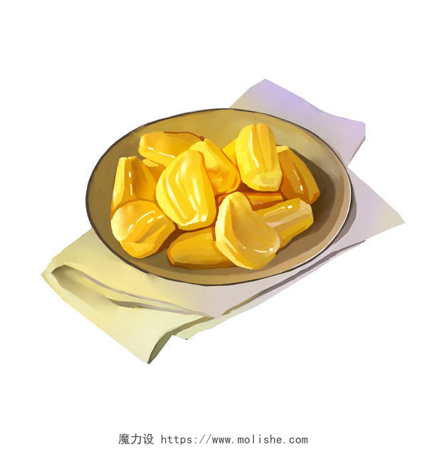 手绘卡通水果菠萝蜜系列水果插图元素